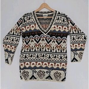 VTG CROQUET Club Sweater Adult Sz L | 90s Aztec FairIsle Nordic Retro Made USA